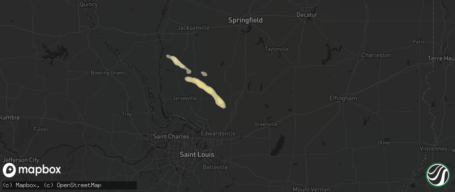Hail map in Gillespie, IL on June 24, 2026