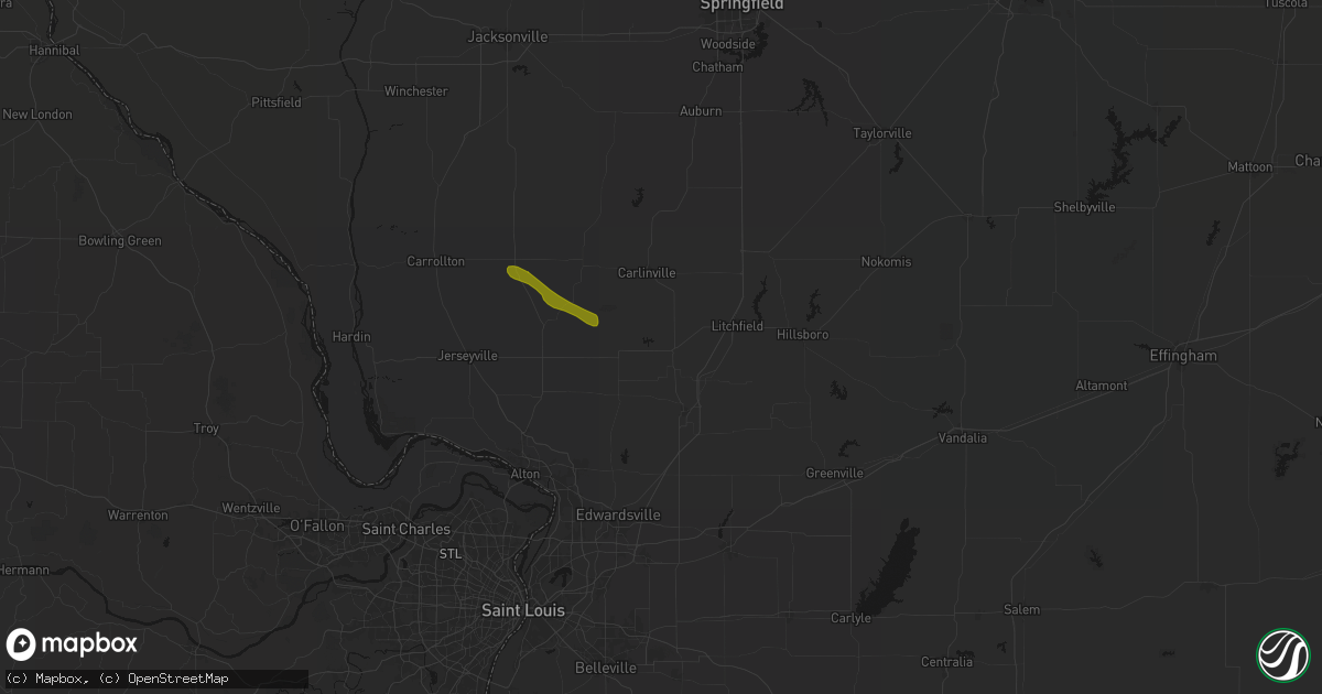 Hail map in Gillespie, IL on June 24, 2026