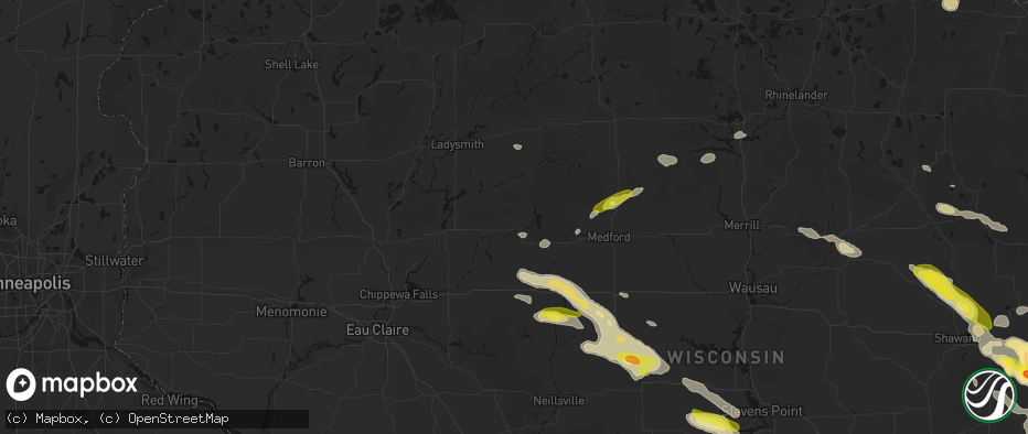 Hail map in Gilman, WI on June 24, 2026