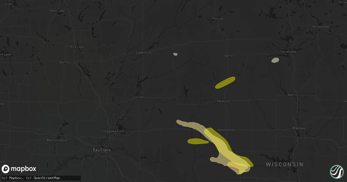 Hail map in Gilman, WI on June 24, 2026