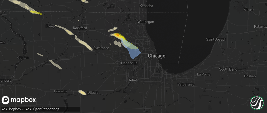 Hail map in Glen Ellyn, IL on June 24, 2026