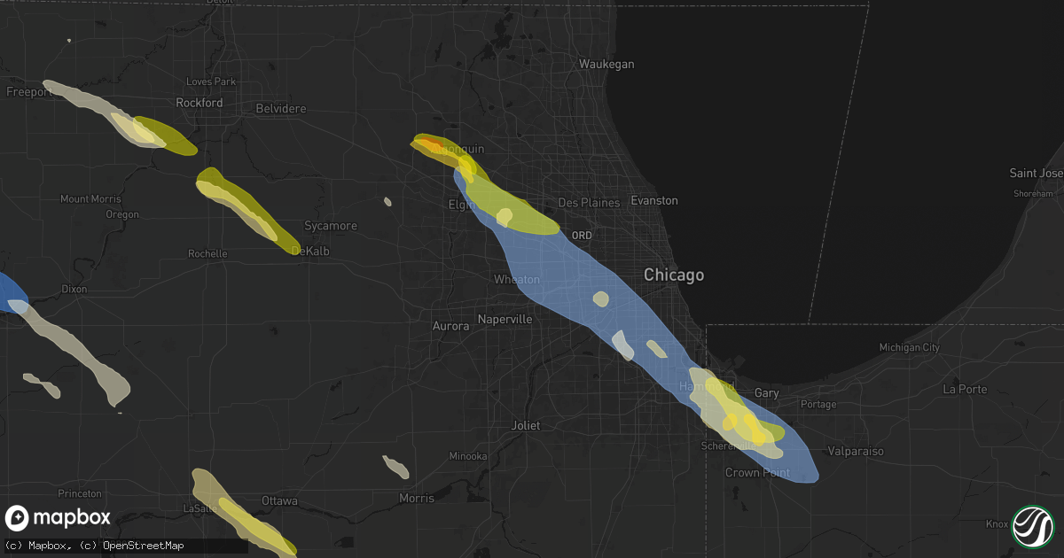 Hail map in Glen Ellyn, IL on June 24, 2026