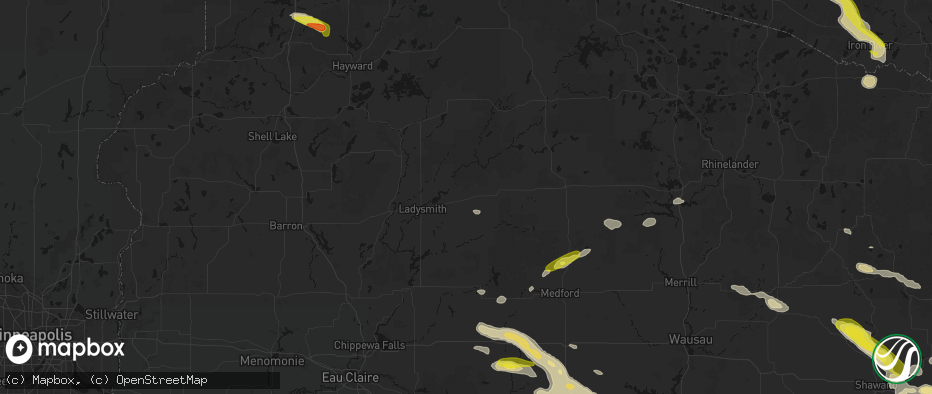 Hail map in Glen Flora, WI on June 24, 2026
