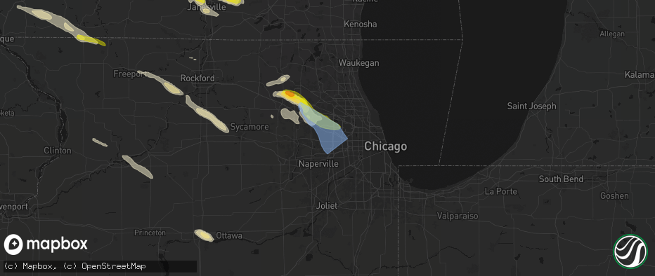 Hail map in Glendale Heights, IL on June 24, 2026