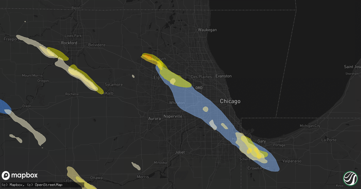 Hail map in Glendale Heights, IL on June 24, 2026
