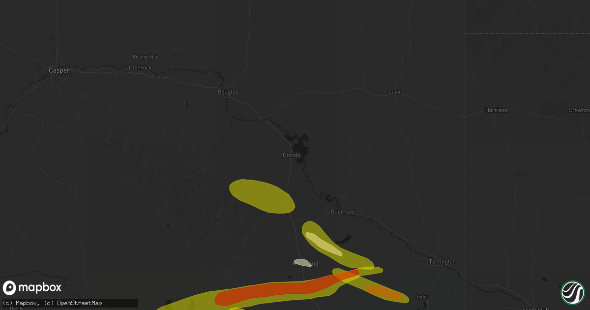 Hail map in Glendo, WY on June 24, 2026