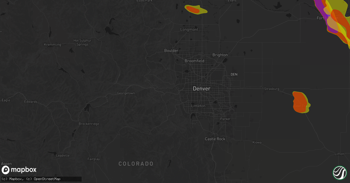 Hail map in Golden, CO on June 24, 2026