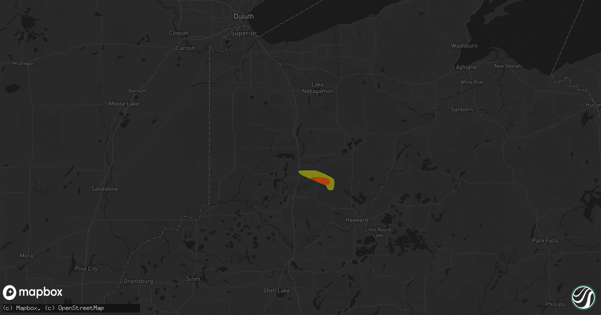 Hail map in Gordon, WI on June 24, 2026