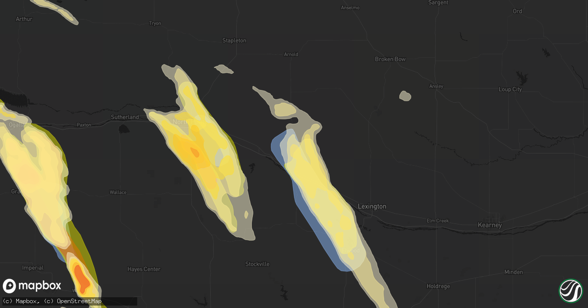 Hail map in Gothenburg, NE on June 24, 2026