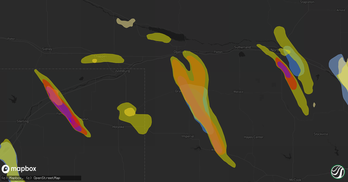 Hail map in Grant, NE on June 24, 2026