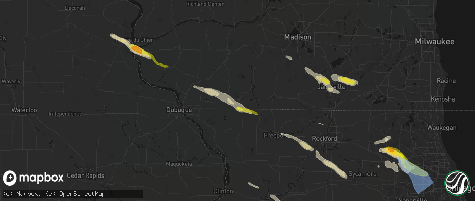 Hail map in Gratiot, WI on June 24, 2026