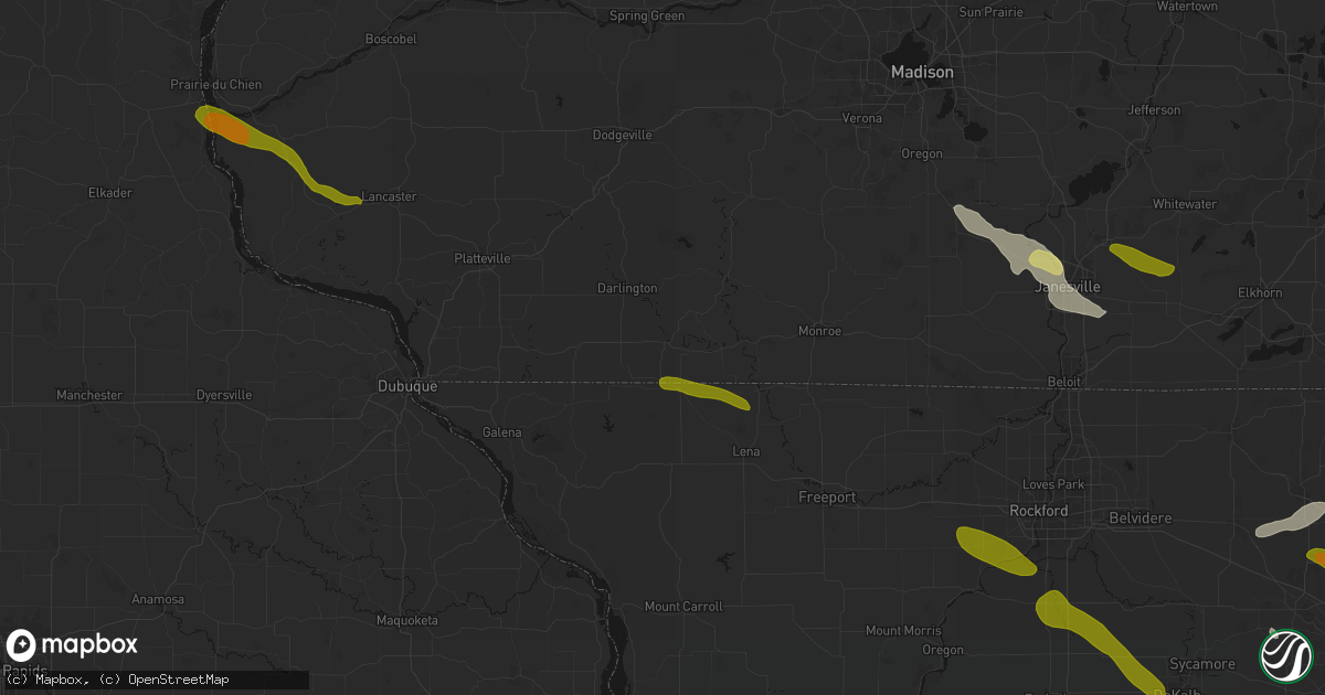 Hail map in Gratiot, WI on June 24, 2026