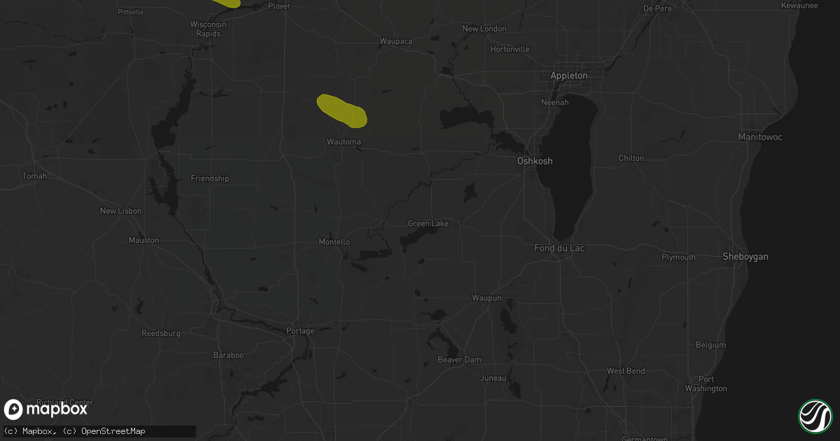 Hail map in Green Lake, WI on June 24, 2026