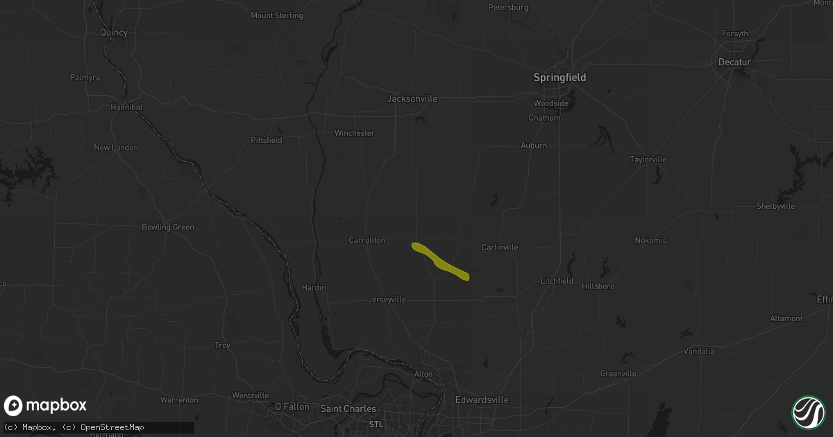 Hail map in Greenfield, IL on June 24, 2026