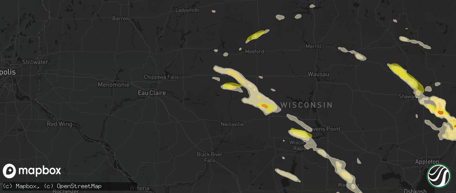 Hail map in Greenwood, WI on June 24, 2026