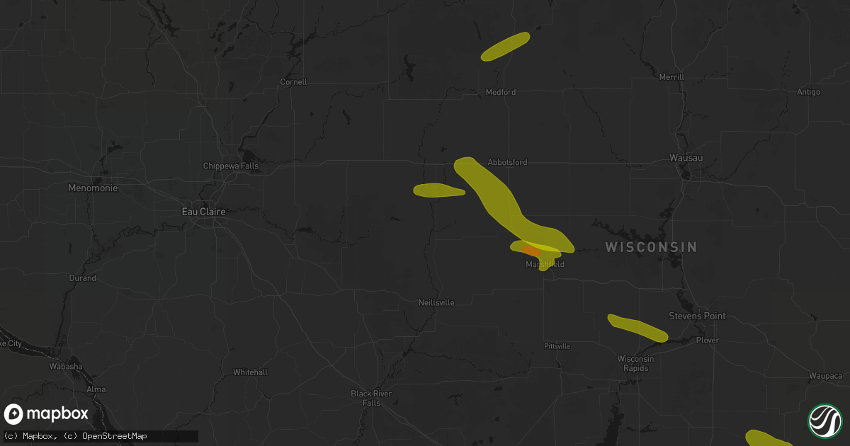 Hail map in Greenwood, WI on June 24, 2026