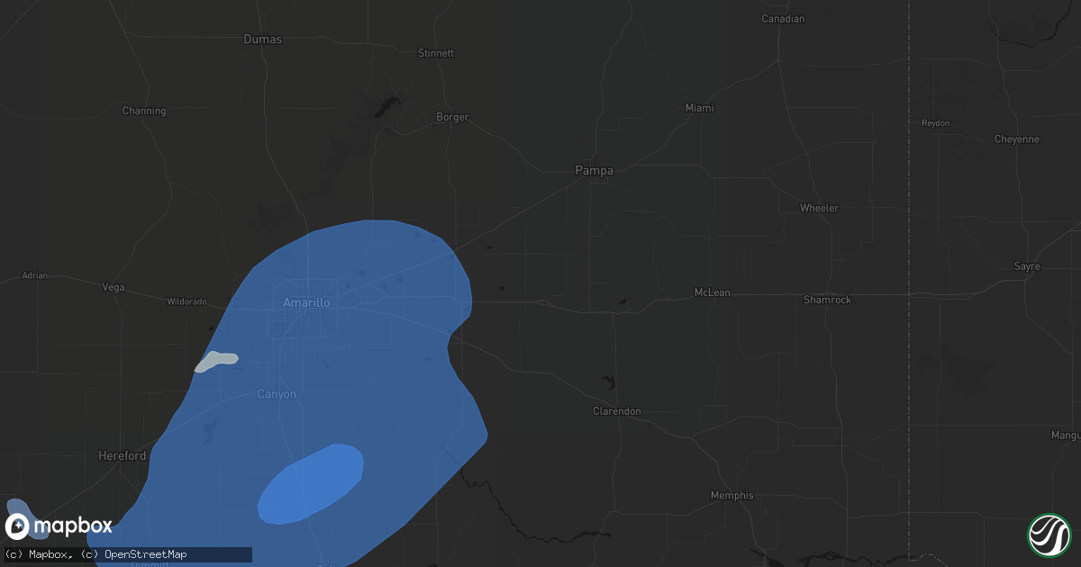 Hail map in Groom, TX on June 24, 2026