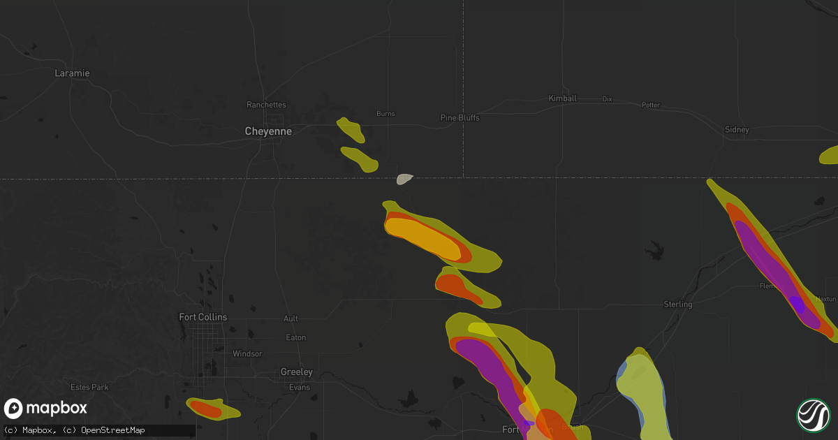 Hail map in Grover, CO on June 24, 2026