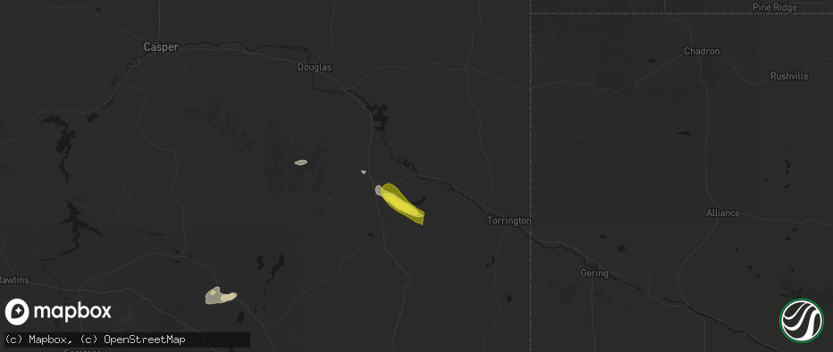 Hail map in Guernsey, WY on June 24, 2026