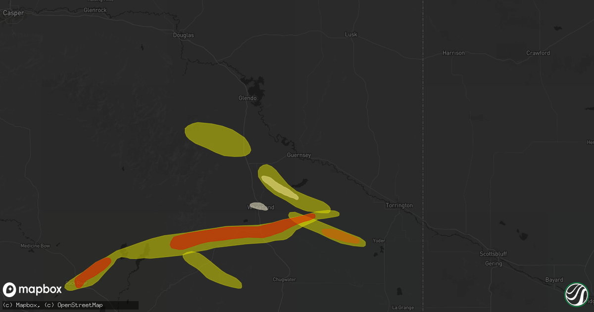 Hail map in Guernsey, WY on June 24, 2026