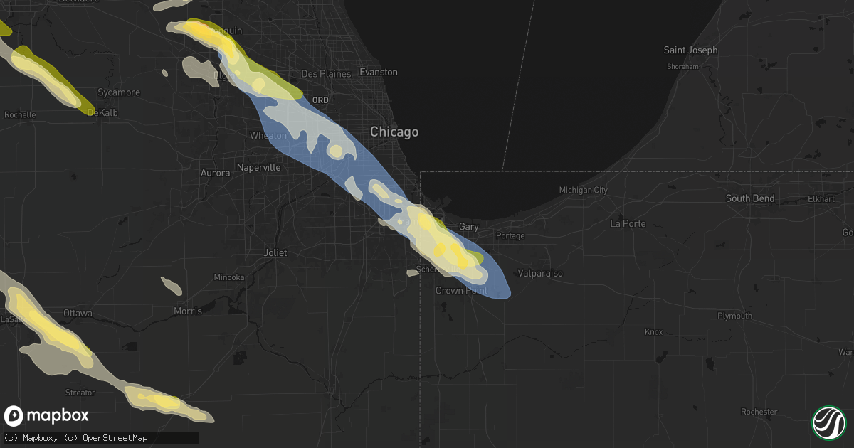 Hail map in Hammond, IN on June 24, 2026