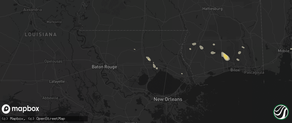 Hail map in Hammond, LA on June 24, 2026