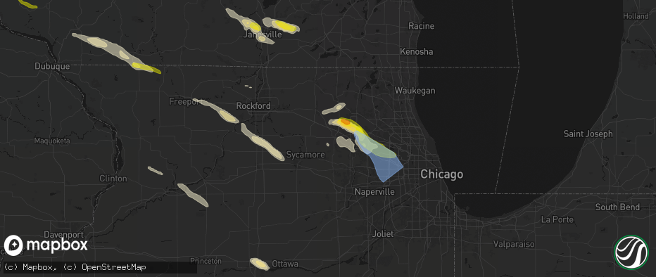 Hail map in Hampshire, IL on June 24, 2026