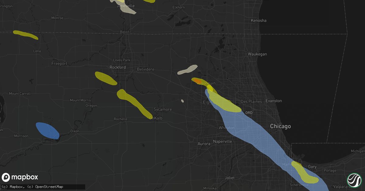 Hail map in Hampshire, IL on June 24, 2026
