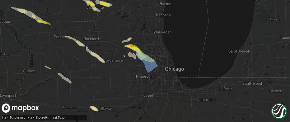 Hail map in Hanover Park, IL on June 24, 2026