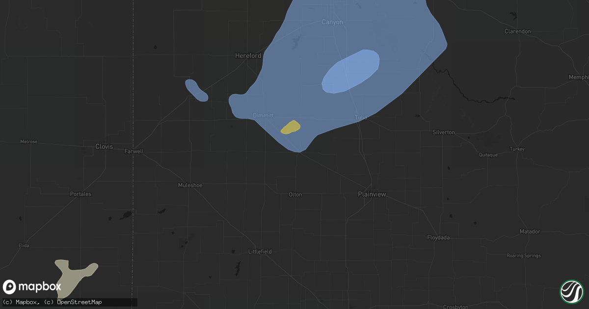 Hail map in Hart, TX on June 24, 2026