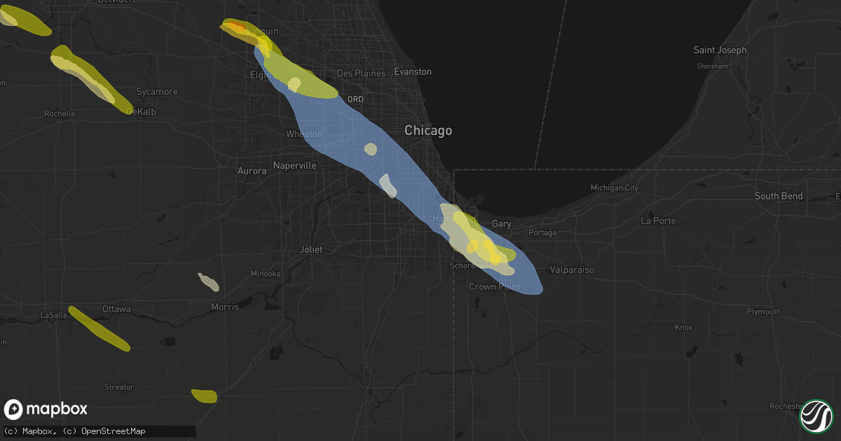 Hail map in Harvey, IL on June 24, 2026