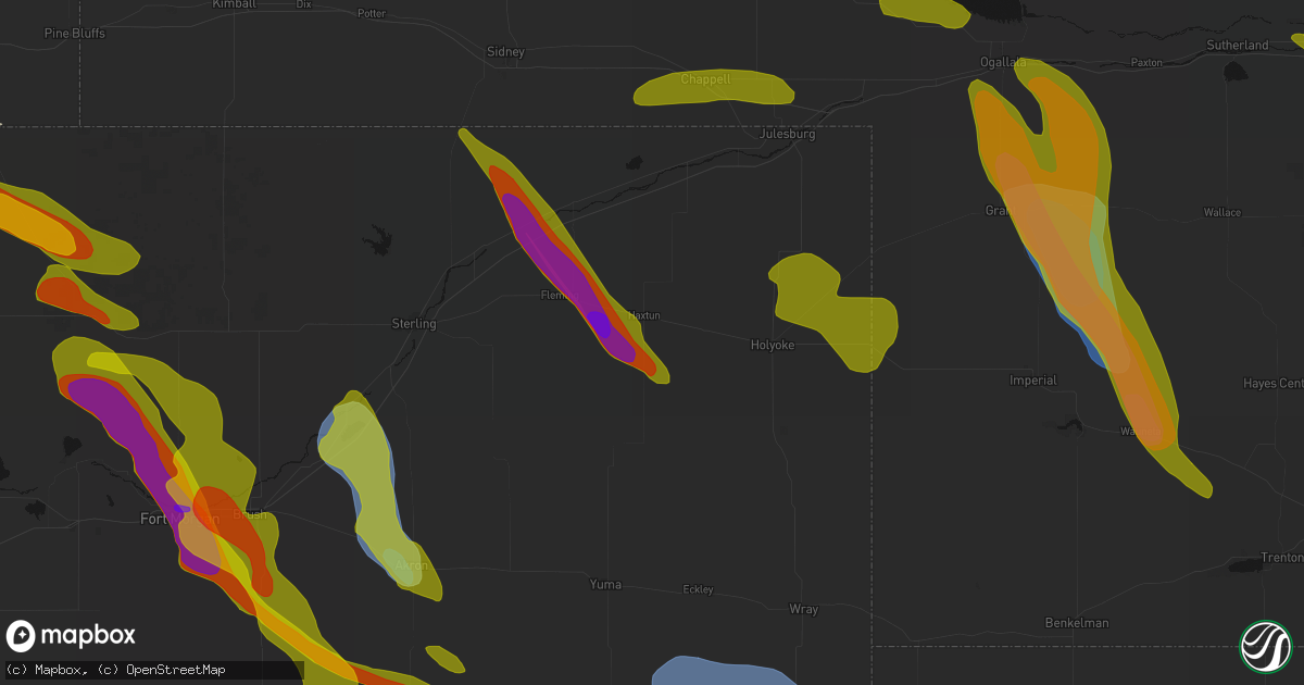 Hail map in Haxtun, CO on June 24, 2026