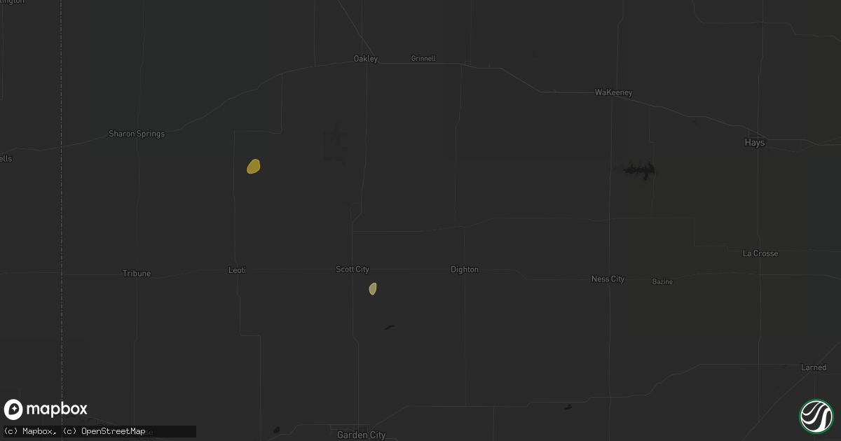 Hail map in Healy, KS on June 24, 2026