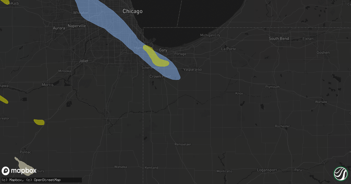 Hail map in Hebron, IN on June 24, 2026