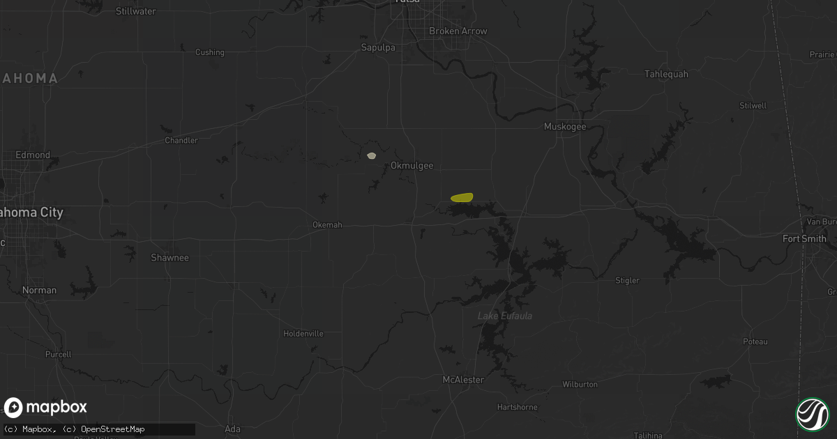 Hail map in Henryetta, OK on June 24, 2026