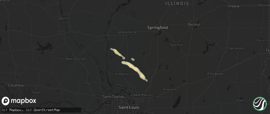 Hail map in Hettick, IL on June 24, 2026