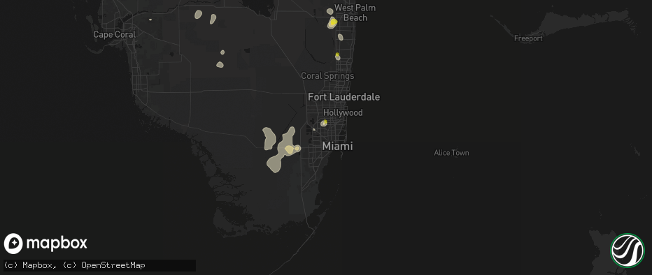 Hail map in Hialeah, FL on June 24, 2026