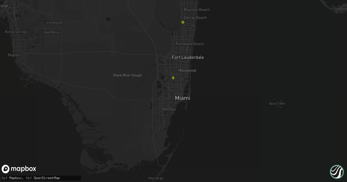 Hail map in Hialeah, FL on June 24, 2026