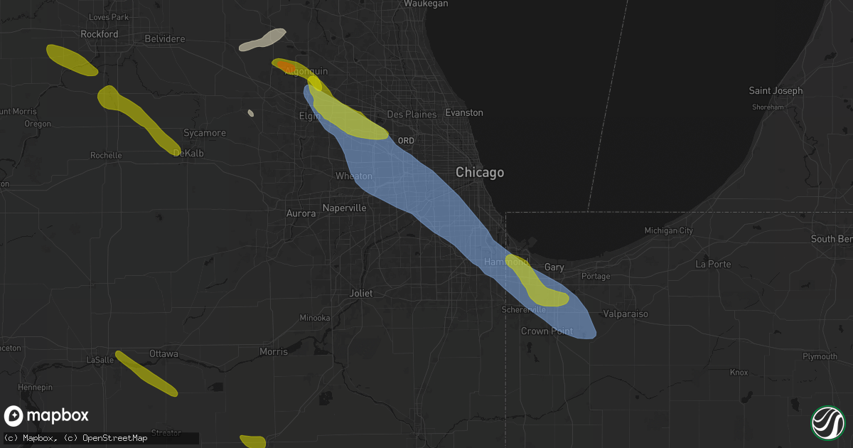 Hail map in Hickory Hills, IL on June 24, 2026