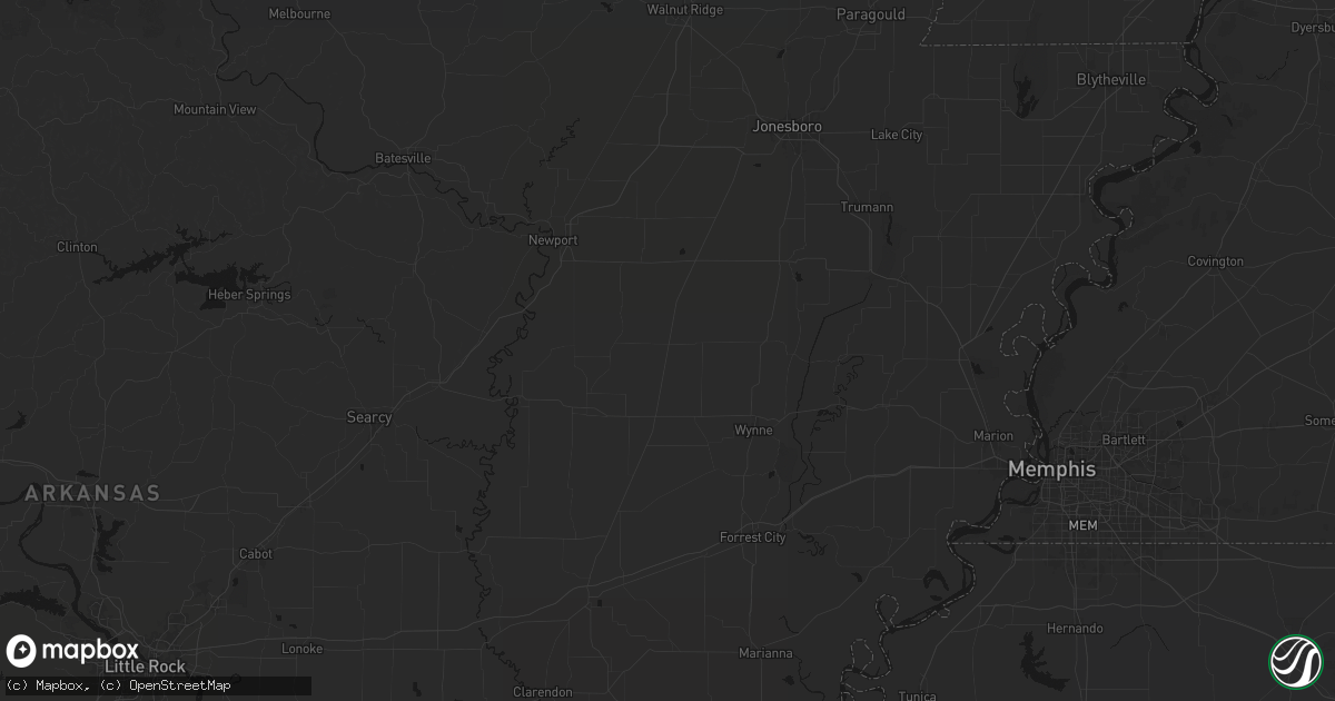 Hail map in Hickory Ridge, AR on June 24, 2026