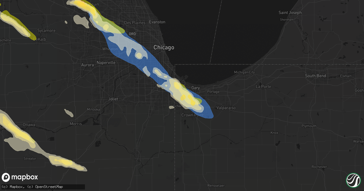 Hail map in Highland, IN on June 24, 2026
