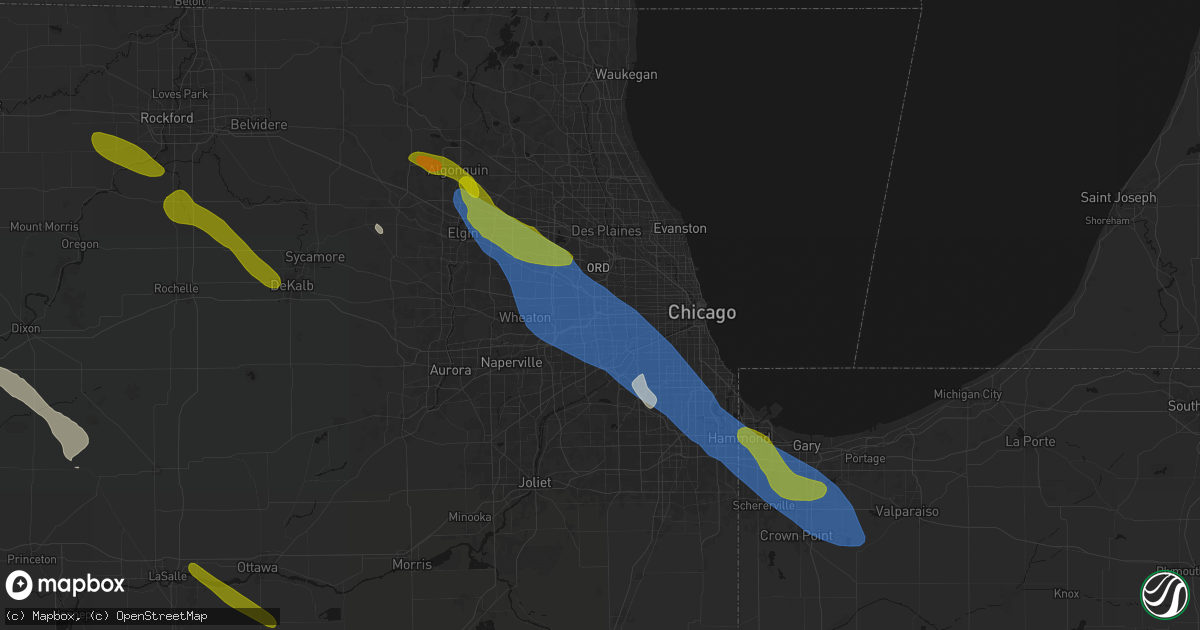Hail map in Hillside, IL on June 24, 2026
