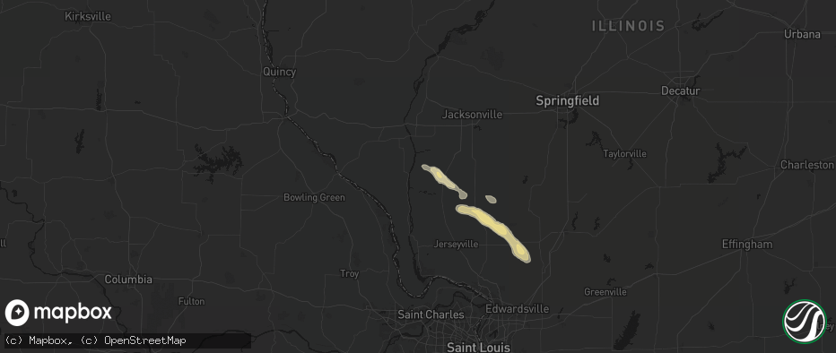 Hail map in Hillview, IL on June 24, 2026