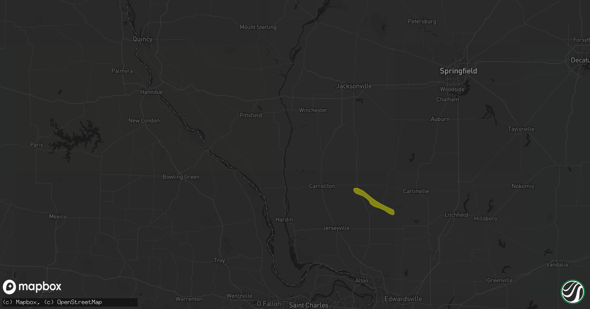 Hail map in Hillview, IL on June 24, 2026