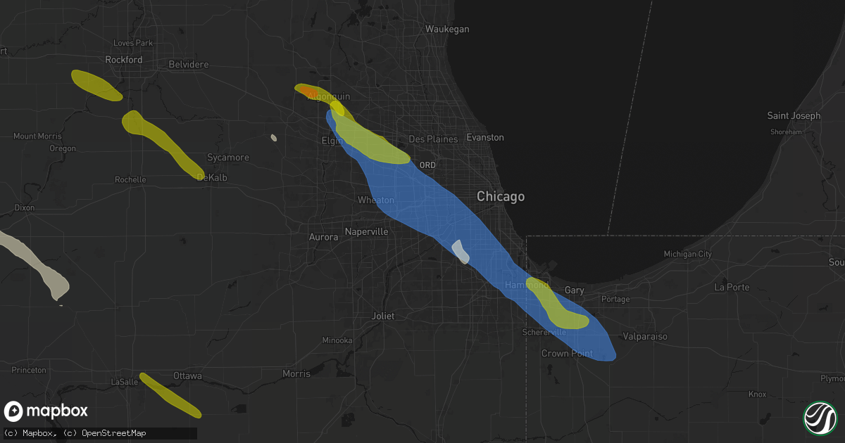 Hail map in Hinsdale, IL on June 24, 2026