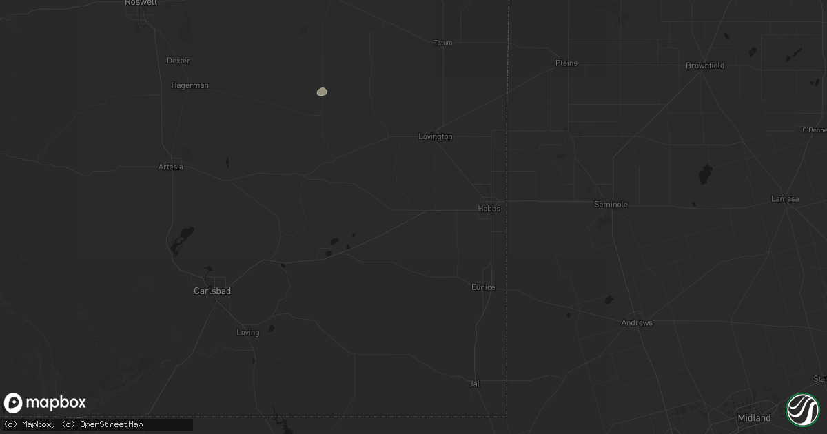 Hail map in Hobbs, NM on June 24, 2026