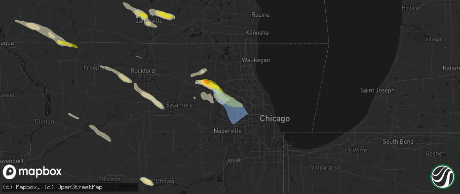 Hail map in Hoffman Estates, IL on June 24, 2026