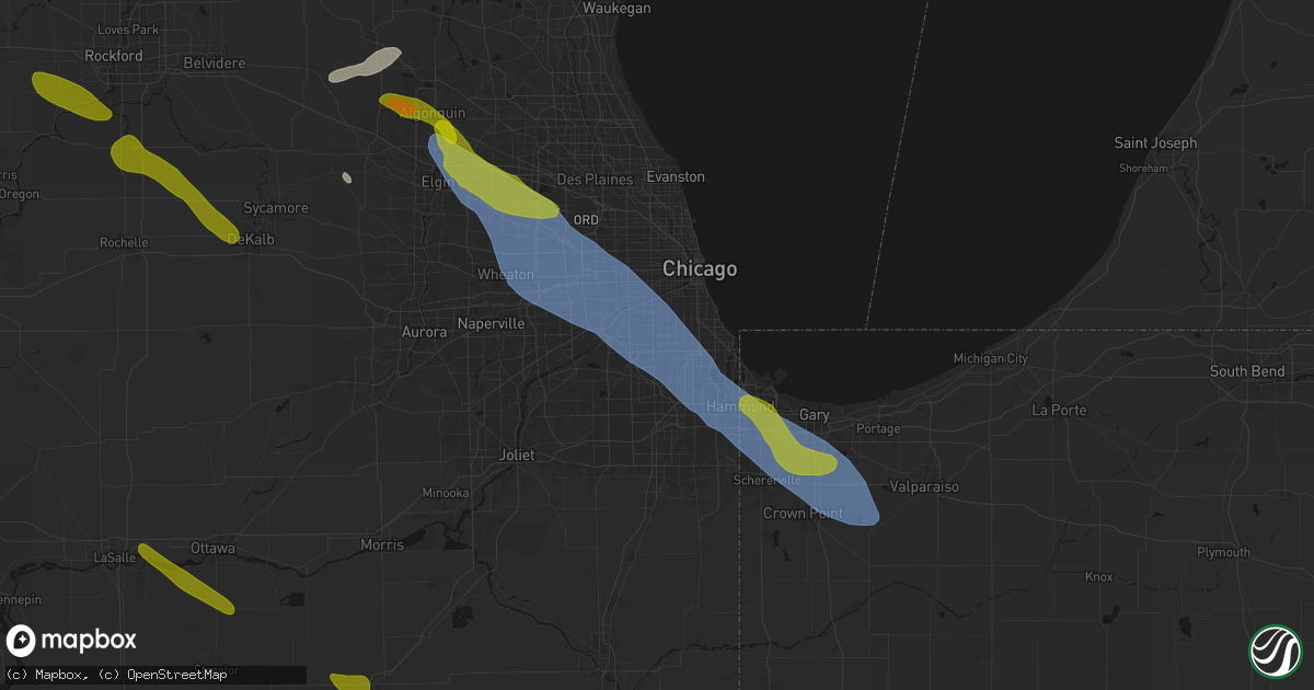 Hail map in Hometown, IL on June 24, 2026