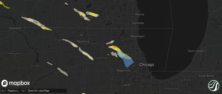 Hail map in Huntley, IL on June 24, 2026
