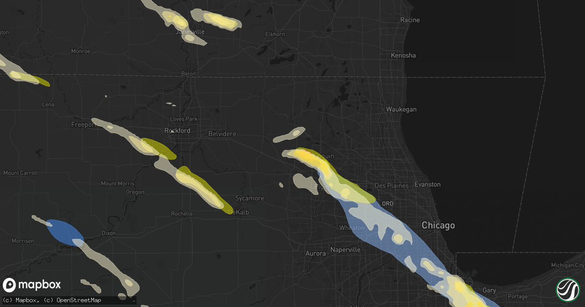 Hail map in Huntley, IL on June 24, 2026